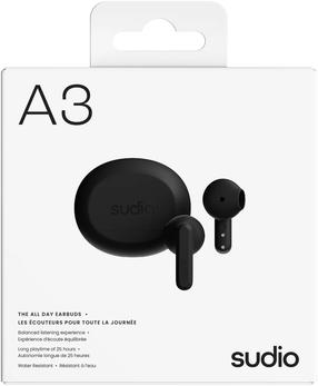 Bezvadu austiņas Sudio A3 A3BLK, melna krās.