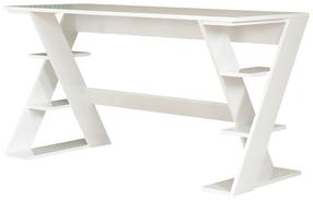 Rašomasis stalas su lentyna Kalune Design Lungo 801CMY5423, 60 cm x 140 cm, 73 cm, balta sp.