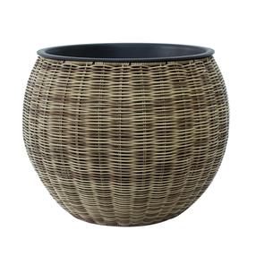 Puķu pods Home4you Wicker 38201, plastmasa/metāls, Ø 40 cm, gaiši brūna krās.