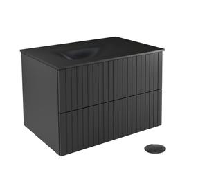 Шкафчик для ванной с раковиной Besco Akya Linea, черный цв., 52.5 см x 76 см x 50.7 см