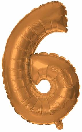 Folijas balons cipars 6, bronzas krās.
