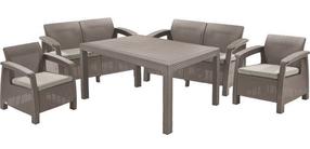 Lauko baldų komplektas Keter Corfu Fiesta, smėlio, 6 vietų
