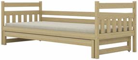 Vaikiška lova su ištraukiama papildoma lova Kocot Kids Dawid, ruda sp., 80 x 180 cm, be patalynės dėžės, su čiužiniu