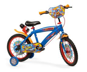 Bērnu velosipēds ar papildus riteņiem, bērnu Toimsa Hot Wheels 1668, zila krās./oranža krās., 16"