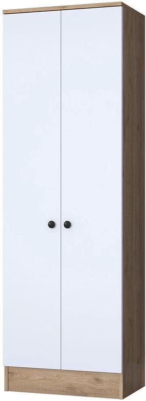 Prieškambario spinta Kalune Design P6 M14 - 2415, balta sp./riešuto sp., 59.8 cm x 37.5 cm x 182.8 cm