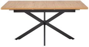 Pusdienu galds izvelkams Holter, melns krās./zelta ozola krās., 120 - 160 cm x 80 cm x 76 cm