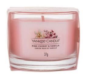 Žvakė, aromatinė Yankee Candle Pink Cherry & Vanilla, 7 - 10 h, 37 g, rožinė sp.
