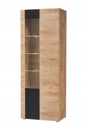 Vitrina ASM Aron, ąžuolo/juoda, 70 cm x 40 cm x 190 cm