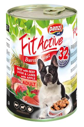 Влажный корм для собак Fit Active, баранина/говядина/печень, 1.24 кг