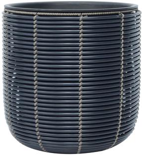 Gėlių vazonas Home4you Wicker 38085, plastikinis/metalas, Ø 35 cm, juoda sp.