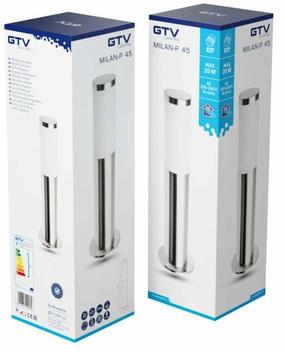 Brīvi stāvošs āra gaismeklis GTV Milan P, 40W, E27, IP44, sudraba krās., 12 cm x 45 cm