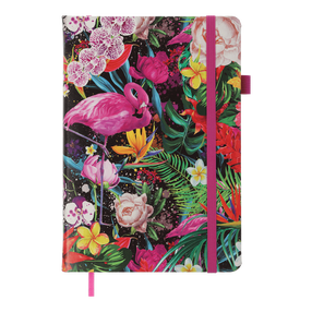 Märkmik Zibi Exotic Flamingo, ruuduline, A5, roosa v./mitmevärviline