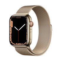 Išmanusis laikrodis Apple Watch Series 7 GPS + Cellular, 45mm Gold Stainless Steel Case with Gold Milanese Loop, aukso sp.