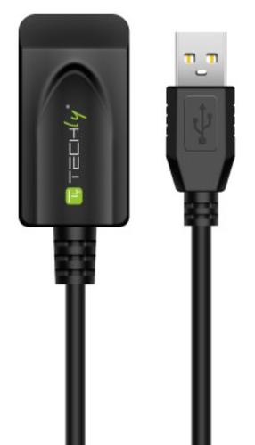 Pagarinātājs Techly IUSB-REP20TY USB male, USB female, 5 m, melna krās.
