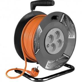 Ilgintuvas su rite Strend Pro DG-FB04, 3 x 1,5 mm², 50 m, 4 lizdų, juoda sp./oranžinė sp.