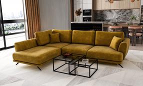 Kampinė sofa Larde Nube 45, geltona sp., kairinė, 276 x 191 cm x 90 cm