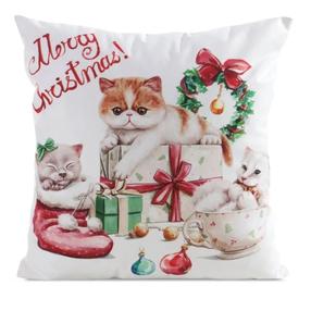Kalėdinis dekoratyvinės pagalvėlės užvalkalas PSWA-319, balta/raudona, 45 cm x 45 cm