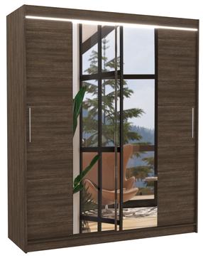 Spinta ADRK Dallas LED, ruda sp., 58 cm x 180 cm x 215 cm, su veidrodžiu