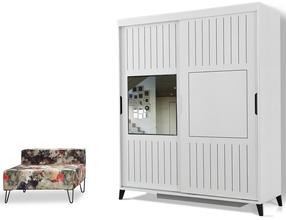 Шкаф Kalune Design Fuga 170, белый цв., 60 см x 170 см x 216 см, с зеркалом