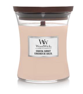Svece, aromātiskā WoodWick Coastal Sunset, 65 h, 275 g, rozā krās.