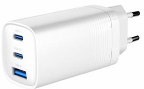 Зарядное устройство для телефона Gembird PDQC65, USB Type A/2 x USB Type C, 10.6 см, белый цв., 65 Вт