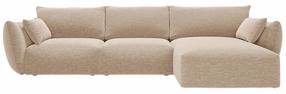 Kampinė sofa Cosmopolitan Design Matera Eden 4, tamsaus smėlio spalva, dešininė, 171 x 280 cm x 85 cm