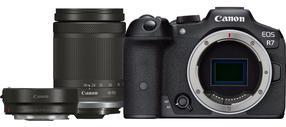 Sisteminis fotoaparatas Canon EOS R7 + RF-S 18-150mm F3.5-6.3 IS STM + Mount Adapter EF-EOS R, juoda sp.