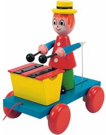 Lavinimo žaislas Woodyland Pull Along Clown Wit Xylophone 90198, įvairių spalvų