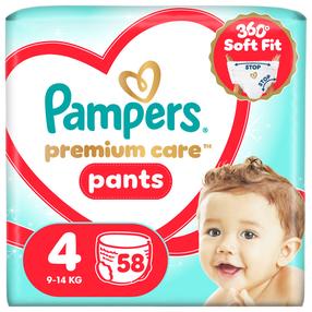Autiņbiksītes - apakšbiksītes Pampers Premium Care Pants, 4 izmērs, 58 gab.
