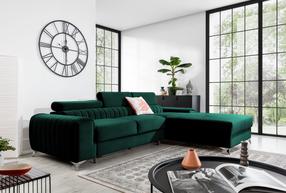 Kampinė sofa Grayson Nube 35, tamsiai žalia sp., dešininė, 205 x 278 cm x 92 cm