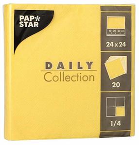 Popierinės servetėlės Pap Star Daily Collection, 24 cm x 24 cm, geltona sp., 20 vnt.