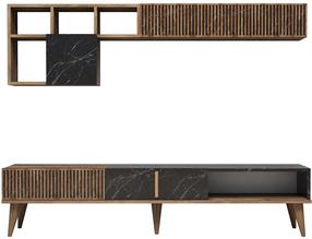 Sekcija Kalune Design Milan 845HCT3079, juoda sp./riešuto sp., 35 cm x 180 cm x 40 cm