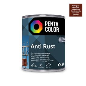 Краска-эмаль, для металлоконструкций, защита от коррозии Pentacolor Anti Rust, полуглянцевая, 0.9 l, красное дерево цв.