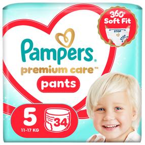 Подгузники-трусики Pampers Premium Care Pants, 5 размер, 11 - 17 кг, 34 шт.