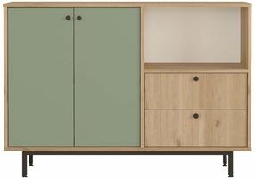 Daugiafunkcinė virtuvės spinta Kalune Design RE2-SY, ąžuolo sp./žalia sp., 35.5 cm x 120 cm x 85 cm
