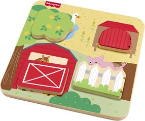 Lavinamoji lenta, ferma Fisher Price Wooden, raudona sp./žalia sp.