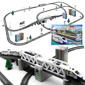 Žaislinis traukinys su bėgiais Power Train World, įvairių spalvų