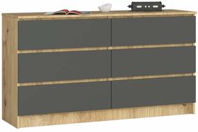 Комод Akord Furniture Factory K140, серый цв./artisan oak цв., 77 см x 138 см x 40 см