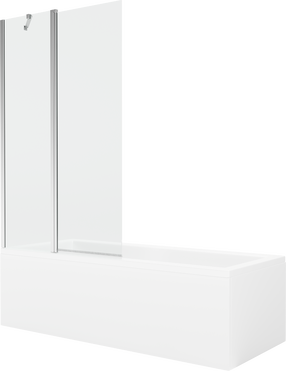 Vonia su sienele, laisvai pastatoma Mexen Cubik, 150 cm x 70 cm x 40 cm, stačiakampis, skaidri sp./balta sp.