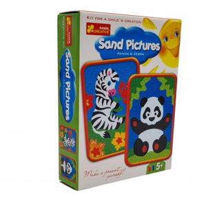 Piešimas smėliu, gyvūnai Ranok Creative Sand Pictures Panda & Zebra, mėlyna sp./balta sp./juoda sp., 20 x 3.5 cm