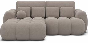 Kampinė sofa - lova Covelion Bouclé Royal 18, smėlio sp., kairinė, 167 x 260 cm x 105 cm