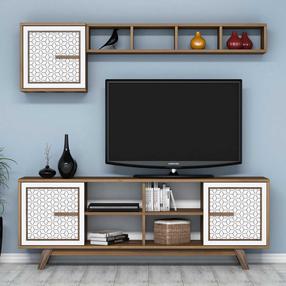 Sekcija Kalune Design Ayla 845HCT3063, balta sp./riešuto sp., 35 cm x 160 cm x 56.2 cm