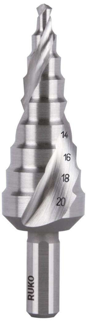 Pakāpju urbis Ruko 101051, tērauds/plastmasas/alumīnijs, hss, tri-flat, 4 - 20 mm x 7.5 cm