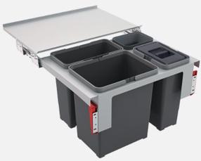 Atliekų rūšiavimo sistema Franke Garbo 60-3, 1 x 8l, 1 x 12l, 1 x 18l, baterijų skyrius l, pilka sp.