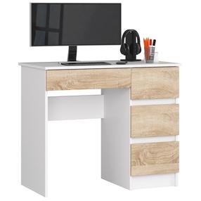 Rakstāmgalds ar atvilktnēm Akord A-7, 90 cm x 50 cm, 77 cm, balts krās./sonoma ozola krās.