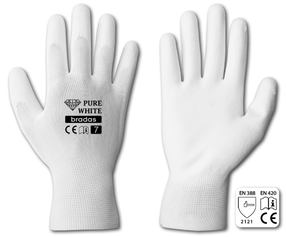 Darba cimdi gumijots Pure White RWPWH11, pieaugušajiem, balta krās., 11, 6 gab.