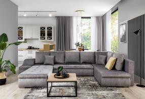 Kampinė sofa Giovanni Dora 90, pilka sp., kairinė, 200 x 340 cm x 88 cm
