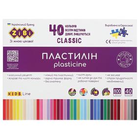 Пластилин Zibi Classic, 0.8 кг, многоцветный, 40 шт.
