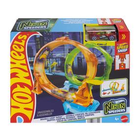 Autotrase Mattel Hot Wheels Neon Speeders Double Loop Dash JMG49, daudzkrāsaina