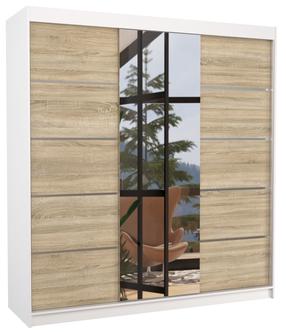 Spinta ADRK Bergen 200, balta sp./rusva sp., 58 cm x 200 cm x 215 cm, su veidrodžiu
